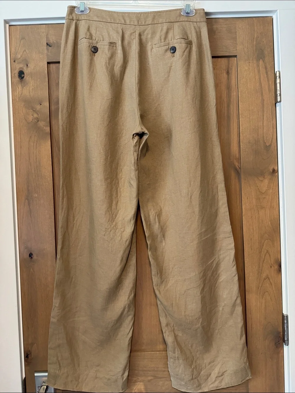 Banana Republic High Rise Linen Wide Leg Pleated Trouser Pants Womens 10L Tan